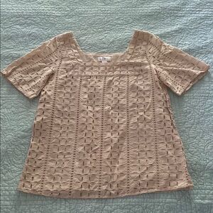 LOFT Tan Embellished Blouse